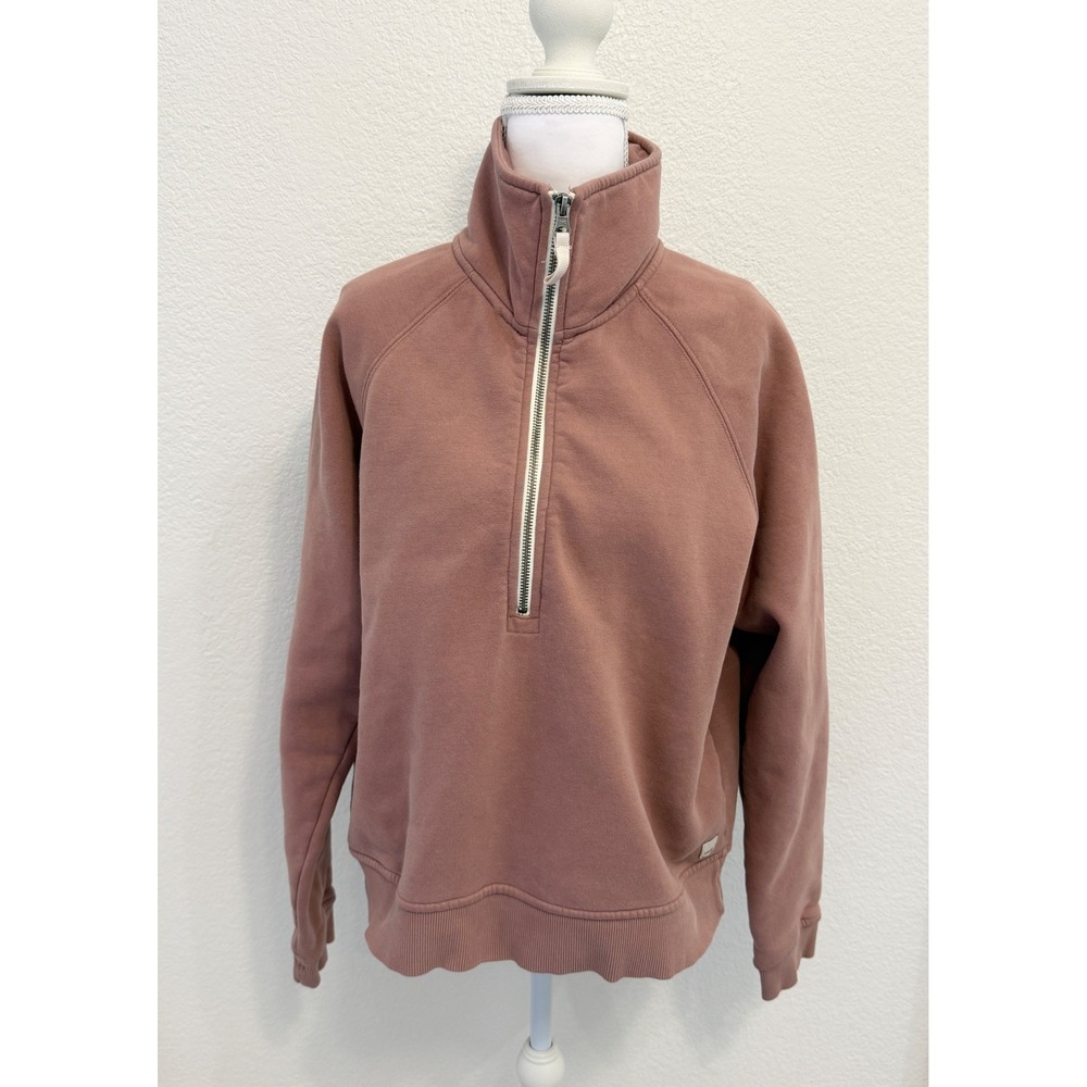 Vuori Restore Half Zip Pullover Dusty Rose Pink Organic Cotton Fleece Medium